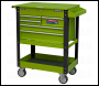 Sealey AP890MHV Superline PRO® Heavy-Duty Mobile Tool & Parts Trolley with 5 Drawers and Lockable Top - Hi-Vis Green