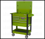 Sealey AP890MHV Superline PRO® Heavy-Duty Mobile Tool & Parts Trolley with 5 Drawers and Lockable Top - Hi-Vis Green