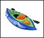 Sealey DL154 Dellonda Inflatable One-Person Kayak/Canoe Set with Pump, Carry Bag & Aluminium Oar - Blue/Green