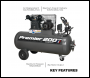 Sealey SAC3203B Premier 200L Belt Drive Air Compressor with Front Control Panel 3hp