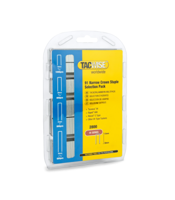 Tacwise Type 91/15-30mm Assorted Galvanised Narrow Crown Staples, Box of 2800 - Code 0204