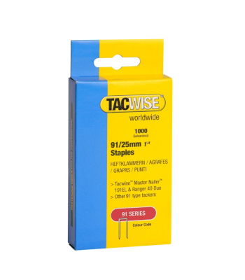 Tacwise Type 91/25mm Galvanised Narrow Crown Staples, Box of 1000 - Code 0285