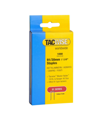 Tacwise Type 91/30mm Galvanised Narrow Crown Staples, Box of 1000 - Code 0286