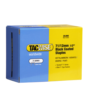 Tacwise Type 71/12mm Black Coated Staples, Box of 20,000 - Code 0290