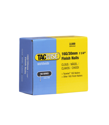 Tacwise Type 16G/30mm Galvanised Finish Nails, Pack of 2500 - Code 0293