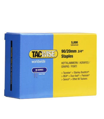 Tacwise Type 90/20mm Galvanised Narrow Crown Staples, Box of 5000 - Code 0307