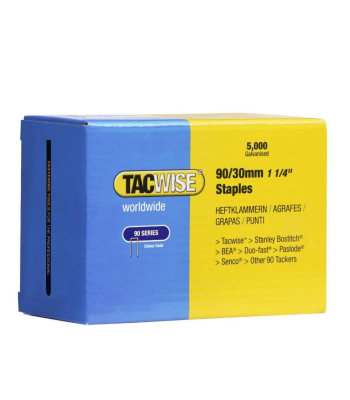 Tacwise Type 90/30mm Galvanised Narrow Crown Staples, Box of 5000 - Code 0309