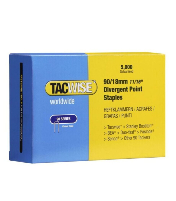 Tacwise Type 90/18mm Divergent Point Narrow Crown Staples, Box of 5000 - Code 0312