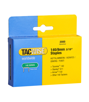 Tacwise Type 140/8mm Galvanised Staples, Box of 2000 - Code 0346