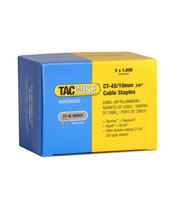 Tacwise Type CT-45/10mm Galvanised Divergent Point Cable Staples, Pack of 5000 - Code 0352