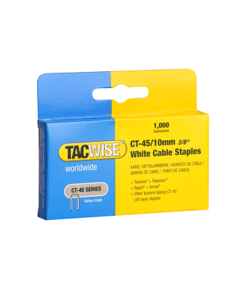 Tacwise Type CT-45 /10 mm Galvanised Divergent Point White Cable Staples, Pack of 5000 - Code 0353