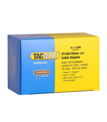 Tacwise Type CT-60/10mm Galvanised Divergent Point Cable Staples, Pack of 5000 - Code 0354