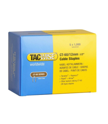 Tacwise Type CT-60/12mm Galvanised Divergent Point Cable Staples, Pack of 5000 - Code 0355