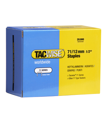 Tacwise Type 71/12mm Galvanised Staples, Box of 20,000 - Code 0370