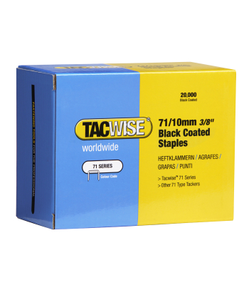 Tacwise Type 71/10mm Galvanised Black Coated Staples, Box of 20,000 - Code 0373