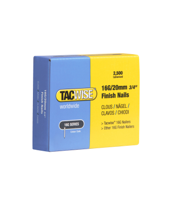 Tacwise Type 16G/20mm Galvanised Finish Nails, Pack of 2500 - Code 0665