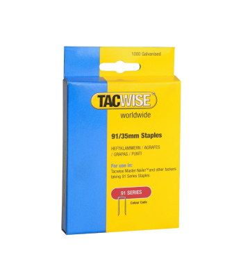 Tacwise Type 91/35mm Galvanised Narrow Crown Staples, Box of 1000 - Code 0746