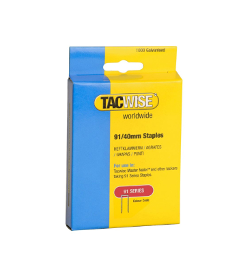 Tacwise Type 91/40mm Galvanised Narrow Crown Staples, Box of 1000 - Code 0768