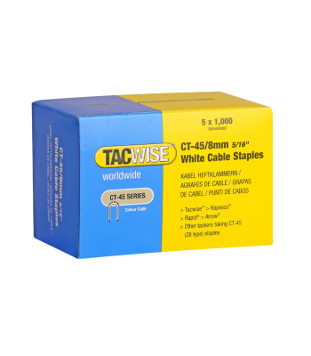 Tacwise Type CT-45/8mm Galvanised Divergent Point White Cable Staples, Pack of 5000 - Code 0980