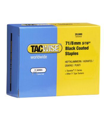 Tacwise Type 71/8mm Galvanised Black Coated Staples, Box of 20,000 - Code 1065