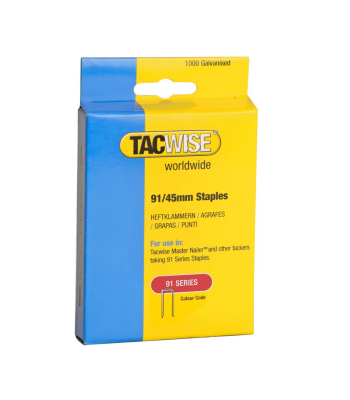 Tacwise Type 91/45mm Heavy Duty Galvanised Narrow Crown Staples, Box of 1000 - Code 1174