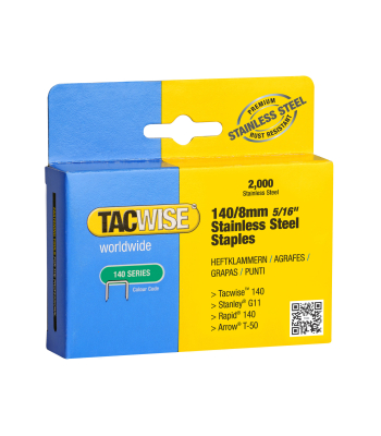 Tacwise Type 140/8mm Stainless Steel Staples, Box of 2000 - Code 1216