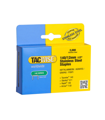 Tacwise Type 140/12mm Stainless Steel Staples, Box of 2000 - Code 1220