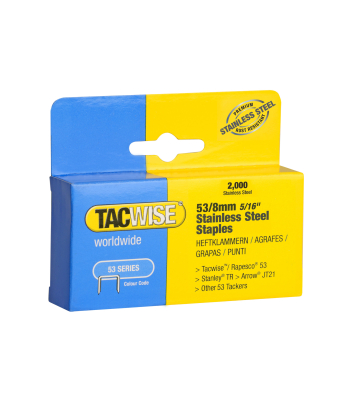 Tacwise Type 53/8mm Stainless Steel Staples, Box of 2000 - Code 1269