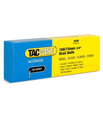 Tacwise Type 18G/15mm Galvanised Brad Nails, Pack of 4000 - Code 1708