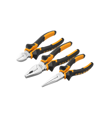 Tolsen Plier Set 3 Piece (175mm Combination Pliers, 150mm Diagonal Cutting Pliers, 150mm Long Nose Pliers)