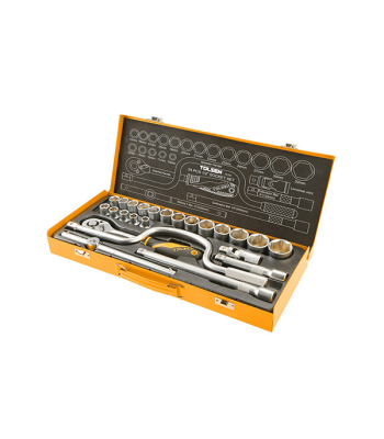 Tolsen Socket Set 24pc 10-32mm 1/2 inch  In Metal Case (Industrial)