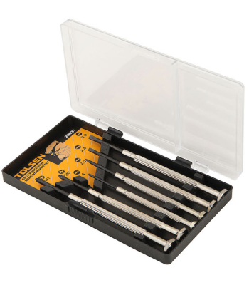 Tolsen Screwdriver Set Precision 6pc (1.4*0.5, 2.0*0.5, 2.4*0.6, 3.0*0.6MM,Ph0,Ph1mm)