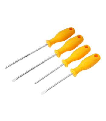 Tolsen Screwdriver Set 4 pcs Yellow Handle Sl5.5X100mm
Sl6.5X150mm
Ph1X100mm
Ph2X150mm