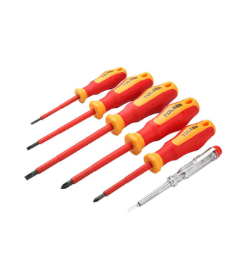 Tolsen Screwdriver Set VDE 6 pc (3x75,4x100,5.5x100,Ph1x80,Phz2x100+ Volt Tes