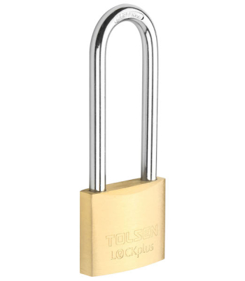 Tolsen Padlock Brass 30mm 2 Keys  Long Shackle (Industrial)