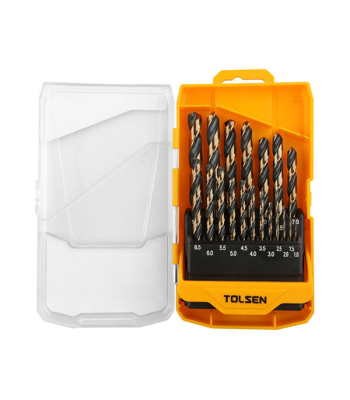 Tolsen Drill Set Blk Brnz 19pc 1-10mm x1.5mm (Industrial) 