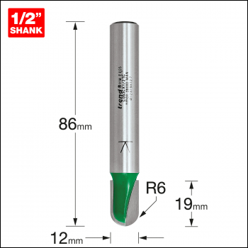 Trend Craftpro 1/2 inch  Tct 6.0mm Radius Draining Groove Router Cutter, 12mm X 19mm. - Code C053CX1/2TC