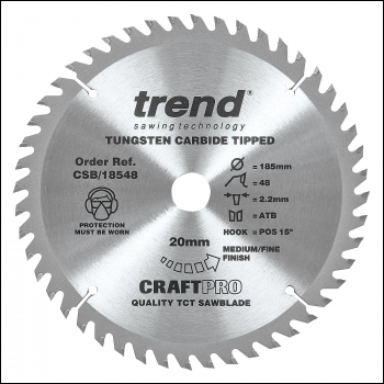 Trend Wood Cordless Circular Saw Blade 185mm X 20mm X 48t - Code CSB/18548