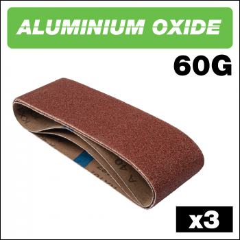 Trend Aluminium Oxide Sanding Belt 60 Grit 75mm X 533mm 3pc - Code AB/B75A/60A