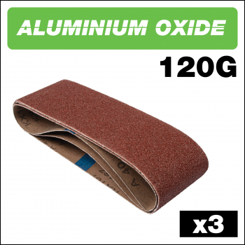 Trend Aluminium Oxide Sanding Belt 120 Grit 75mm X 533mm 3pc - Code AB/B75A/120A