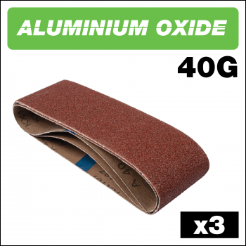 Trend Aluminium Oxide Sanding Belt 40 Grit 75mm X 533mm 3pc - Code AB/B75A/40A