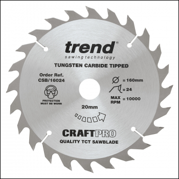 Trend Wood Circular Saw Blade 160mm X 20mm X 24t - Code CSB/16024