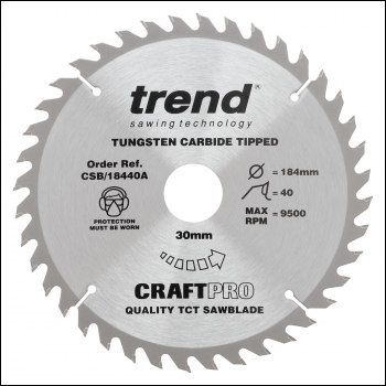 Trend Wood Circular Saw Blade 184mm X 30mm X 40t - Code CSB/18440A