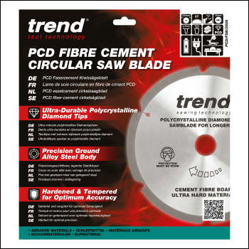 Trend Pcd Fibre Cement Circular Saw Blade 250mm X 30mm X 6t - Code PCD/FSB/2506