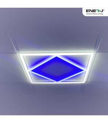 ENER-J Double Square Borderline LED Panel, 60x60 40W 4000 Lumens, 6000K on border and Blue Inside - Code T200BL