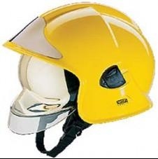 MSA F1E Fire Helmet White with black front plate and gold tinted visor