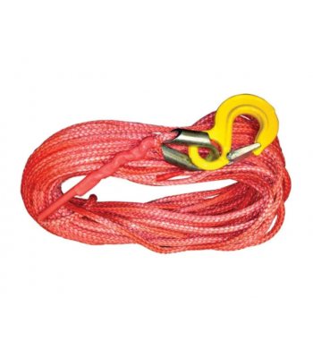 WARRIOR WINCH ARMORTEK ROPE, STD BLACK SYNTHETIC ROPE WITH HOOK/THIMBLE, ALTERNATIVE SIZES AVAILABLE