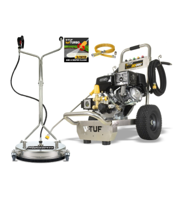 V-TUF DD080 Industrial 9HP Honda Driven Petrol Pressure Washer - 2900psi, 200Bar, 15L/min & 21 inch  Stainless Steel Surface Cleaner - Code DD080-KIT1