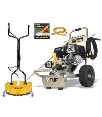 V-TUF DD080 Industrial 9HP Honda Driven Petrol Pressure Washer - 2900psi, 200Bar, 15L/min + 19 inch  POLY DECK SURFACE CLEANER - Code DD080-KIT2