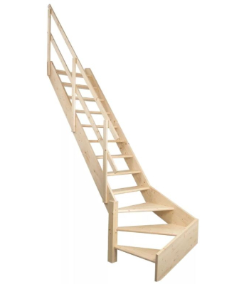 DOLLE Normandie 14 Tread Open Riser Spruce Staircase with 1/4 Turn Left - Code DOLLE-5059321